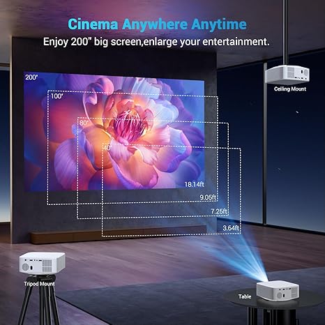 NICPOW Full HD 1080P Projector